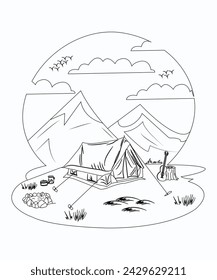 Una hermosa página para colorear de campamento 
