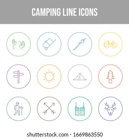 Schönes Camping-Vektorillustration-Icon-Set