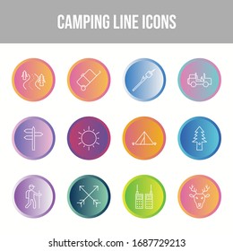 Conjunto de iconos de vector de camping hermoso