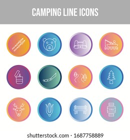 Beautiful Camping vector icon set