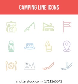 Beautiful Camping vector icon set