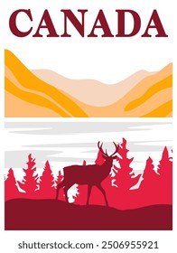 beautiful Canadian country scenery with red color elements