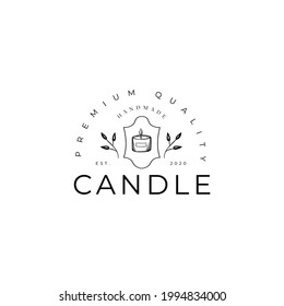 Beautiful Candle With Floral Leaves Modern Logo Vector Illustration Template Icon Design