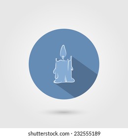 Beautiful candle icon with long shadow