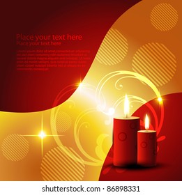 beautiful candle on artistic red background