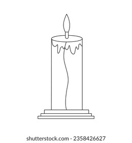 Beautiful candles continuous one line drawing outline vector illustration 