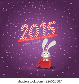 Beautiful candy cane text 2015. Can be used for Happy New Year celebrations card. Vector illustration