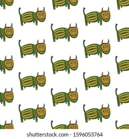 The beautiful cape buffalo seamless pattern vector.