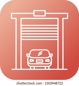 Beautiful Car in garage Vector line icon