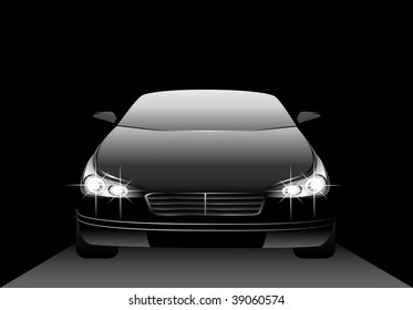 The beautiful car on a black background