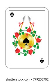 The beautiful card of the ace of spades  in classic style.
