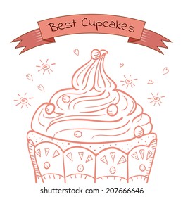 Beautiful card best cupcakes made in vector