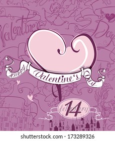 Beautiful card with a big heart. Happy Valentine's Day.