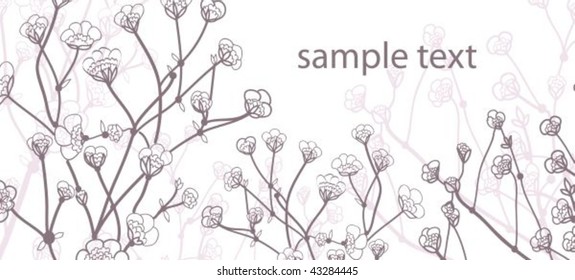Beautiful card with branch and flowers with place for text