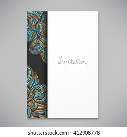 Beautiful card with bright doodle pattern, vector illustration