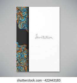 Beautiful card with bright doodle pattern, vector illustration