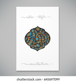 Beautiful card with bright doodle pattern, vector illustration