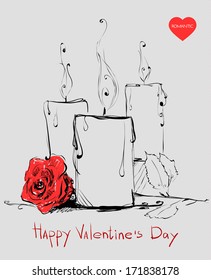 beautiful card with candles for Valentine's day