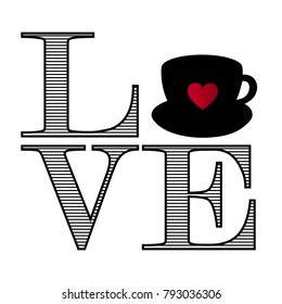 Beautiful Card for Coffee Lover with Fresh Coffee Cup. Vector Illustration.  Decorative Design for Cafeteria, Posters, Banners, Cards