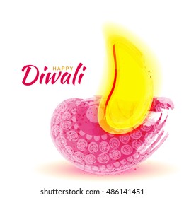 A beautiful card with colorful grungy floral diya background of indian festival for diwali celebration.