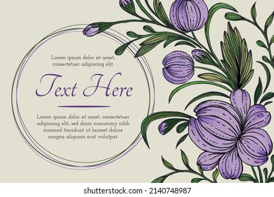 Bonita carta con la composición de flores ucranianas dibujadas a mano