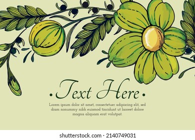 Beautiful card with composition of hand drawn ukrainian flowers