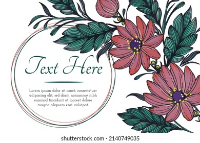 Beautiful card with composition of hand drawn ukrainian flowers