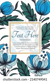 Beautiful card with composition of hand drawn ukrainian flowers