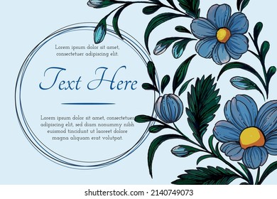Bonita carta con la composición de flores ucranianas dibujadas a mano