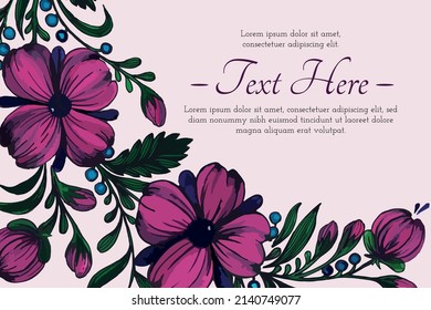 Beautiful card with composition of hand drawn ukrainian flowers