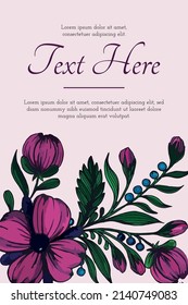 Bonita carta con la composición de flores ucranianas dibujadas a mano