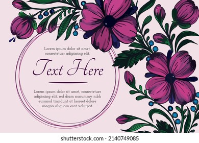Beautiful card with composition of hand drawn ukrainian flowers