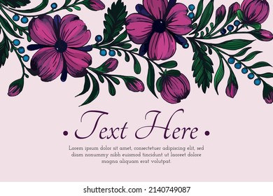 Beautiful card with composition of hand drawn ukrainian flowers