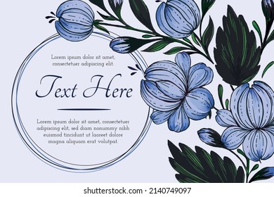 Beautiful card with composition of hand drawn ukrainian flowers