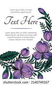 Beautiful card with composition of hand drawn ukrainian flowers