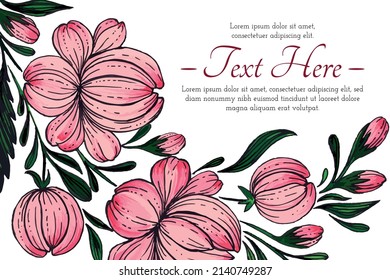 Beautiful card with composition of hand drawn ukrainian flowers