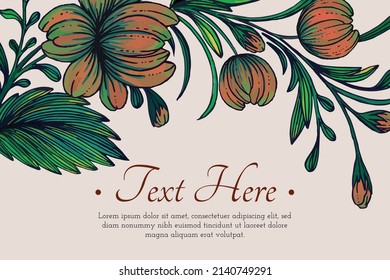 Beautiful card with composition of hand drawn ukrainian flowers