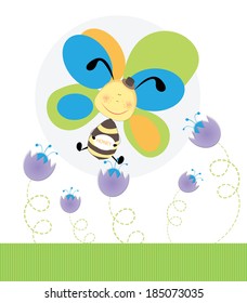 Beautiful card with cute honey bee