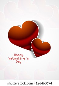 Beautiful card design for valentine's day with two red color hearts on white background. vector illustration