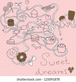Beautiful card with different sweets