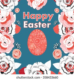 beautiful card with Easter on blue background