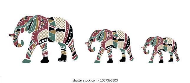 Beautiful card with Elephant. Elephant  Vector Illustration for design, pattern, textiles. Hand drawn map with Elephant. Use for children's clothes, pajamas, web sites pattern textile print texture. 