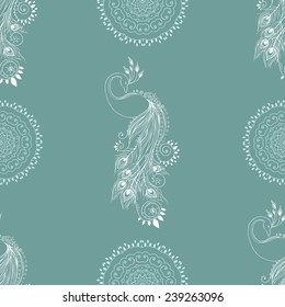 Beautiful card with Feather. Card of mandala in vector, cards or for any other kind of design, birthday and other holiday.Bright illustration. Pattern with peacock, background, kaleidoscope, india