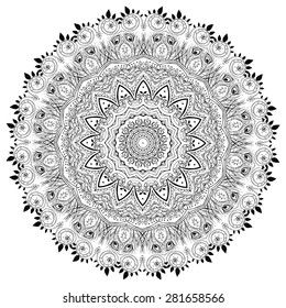 Beautiful card with Feather. Card of mandala in vector, cards or for any other kind of design, birthday and other holiday.Bright illustration. Pattern with peacock, background, kaleidoscope, india
