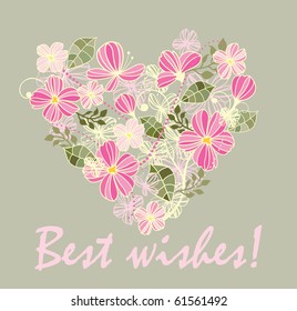 Beautiful card with floral heart