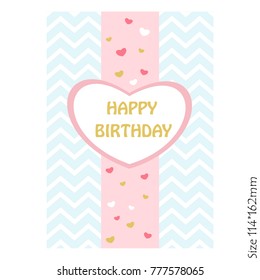 Beautiful card happy Birthday. Vector invitation with hearts and beautiful pastel background . Vector illustration.