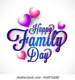 A Beautiful card of Happy family day with stylish calligraphy and heart shape balloon.