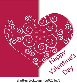 Beautiful card Happy Valentine's Day with ornaments heart