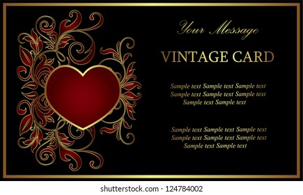 Beautiful card with heart and floral elements.Vector illustration.