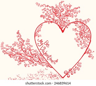 Beautiful card with a heart. Hand Drawn.